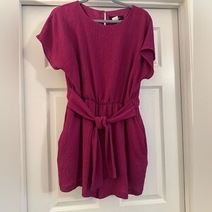 Vibrant Fuchsia Romper with Tie Waist
